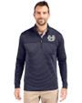 Utah State Aggies Cutter & Buck Traverse Stretch Eco Stripe Quarter Zip Mens Pullover Liberty Navy Front