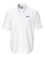 Fairleigh Dickinson Knights Cutter & Buck Epic Easy Care Nailshead Mens Big and Tall Short Sleeve Dress Shirt White Mannequin