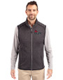 Central Missouri Mules Cutter & Buck Mainsail Sweater-Knit Mens Big and Tall Full Zip Vest Charcoal Heather Front