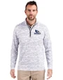 Creighton Bluejays Cutter & Buck Traverse Stretch Eco Camo Print Quarter Zip Mens Pullover Charcoal Front