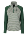 Dartmouth Big Green Cutter & Buck Forge Tonal Stripe Stretch Half Zip Womens Top Hunter Green Mannequin
