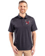 Eastern Washington Eagles Cutter & Buck Pike Double Dot Print Stretch Mens Big and Tall Polo Black Front