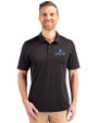 Creighton Bluejays Cutter & Buck Prospect Eco Textured Stretch Recycled Mens Short Sleeve Polo Black Front
