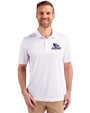Creighton Bluejays Cutter & Buck Prospect Eco Textured Stretch Recycled Mens Short Sleeve Polo White Front