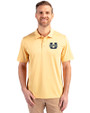 Utah State Aggies Cutter & Buck Prospect Eco Textured Stretch Recycled Mens Short Sleeve Polo Desert Front