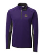 East Carolina Pirates Cutter & Buck Traverse Colorblock Stretch Quarter Zip Mens Pullover College Purple Mannequin