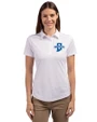 Indiana State Sycamores Cutter & Buck Prospect Eco Textured Stretch Recycled Womens Short Sleeve Polo White Front
