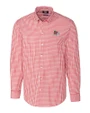 Fresno State Bulldogs Cutter & Buck Easy Care Stretch Gingham Mens Big and Tall Long Sleeve Dress Shirt Cardinal Red Mannequin