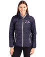 Fresno State Bulldogs Cutter & Buck Rainier PrimaLoft®  Womens Eco Insulated Full Zip Puffer Jacket Dark Navy/Silver Front