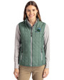 Tulane Green Wave Cutter & Buck Rainier PrimaLoft® Womens Eco Insulated Full Zip Puffer Vest Hunter Melange Front
