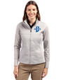 Indiana State Sycamores Cutter & Buck Stealth Hybrid Quilted Womens Full Zip Windbreaker Jacket Polished Medium Gray Front