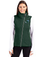 Tulane Green Wave Cutter & Buck Mainsail Sweater Knit Womens Asymmetrical Vest Hunter Heather Front