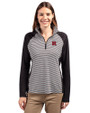 Rutgers Scarlet Knights Cutter & Buck Forge Tonal Stripe Stretch Half Zip Womens Top Black Front
