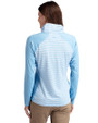 Tulane Green Wave Cutter & Buck Forge Tonal Stripe Stretch Half Zip Womens Top Atlas Light Blue Back