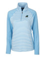 Tulane Green Wave Cutter & Buck Forge Tonal Stripe Stretch Half Zip Womens Top Atlas Light Blue Mannequin