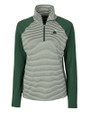 Tulane Green Wave Cutter & Buck Forge Tonal Stripe Stretch Half Zip Womens Top Hunter Green Mannequin