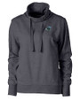 Tulane Green Wave Cutter & Buck Saturday Cotton Blend Womens Funnel Neck Sweatshirt Charcoal Heather Mannequin