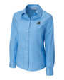 Tulane Green Wave Cutter & Buck Epic Easy Care Fine Twill Womens Long Sleeve Dress Shirt Atlas Light Blue Mannequin