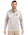 Navy Midshipmen Cutter & Buck Stealth Heathered Quarter Zip Mens Pullover Polished Medium Gray Front
