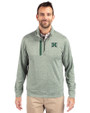 Hawaii Warriors Cutter & Buck Stealth Heathered Quarter Zip Mens Pullover Hunter Green Front