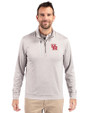 Houston Cougars Cutter & Buck Stealth Heathered Quarter Zip Mens Pullover Polished Medium Gray Front