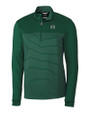 Hawaii Warriors Cutter & Buck Traverse Stretch Eco Stripe Quarter Zip Mens Pullover Hunter Green Mannequin