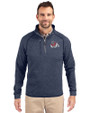 Fresno State Bulldogs Cutter & Buck Mainsail Sweater-Knit Mens Half Zip Pullover Jacket Liberty Navy Heather Front