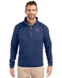 Louisiana Tech Bulldogs Cutter & Buck Mainsail Sweater-Knit Mens Half Zip Pullover Jacket Tour Blue Heather Front