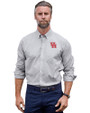 Houston Cougars Cutter & Buck Stretch Oxford Stripe Mens Long Sleeve Dress Shirt Charcoal Front