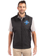 Indiana State Sycamores Cutter & Buck Stealth Hybrid Quilted Mens Big and Tall Windbreaker Vest Black Front