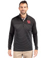 Houston Cougars Cutter & Buck Traverse Stretch Eco Stripe Quarter Zip Mens Big and Tall Pullover Black Front