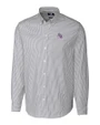 Stephen F Austin Lumberjacks Cutter & Buck Stretch Oxford Stripe Mens Big and Tall Long Sleeve Dress Shirt Charcoal Mannequin