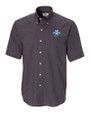 Indiana State Sycamores Cutter & Buck Epic Easy Care Nailshead Mens Big and Tall Short Sleeve Dress Shirt Black Mannequin
