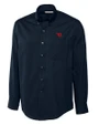 Dayton Flyers Cutter & Buck Epic Easy Care Fine Twill Mens Big and Tall Dress Shirt Navy Blue Mannequin