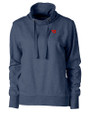 Dayton Flyers Cutter & Buck Saturday Cotton Blend Womens Funnel Neck Sweatshirt Navy Blue Heather Mannequin