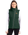 Miami Hurricanes Cutter & Buck Mainsail Sweater Knit Womens Asymmetrical Vest Hunter Heather Front
