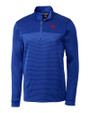 Dayton Flyers Cutter & Buck Traverse Recycled Smooth Stretch Mens Stripe Quarter Zip Pullover Tour Blue Mannequin