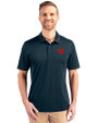 Dayton Flyers Cutter & Buck Prospect Eco Textured Stretch Recycled Mens Short Sleeve Polo Navy Blue Front
