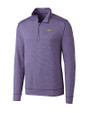 James Madison Dukes Cutter & Buck Shoreline Heathered Quarter Zip Mens Pullover College Purple Heather Mannequin