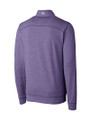 James Madison Dukes Cutter & Buck Shoreline Heathered Quarter Zip Mens Pullover College Purple Heather Mannequin Back