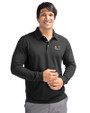 Miami Hurricanes Cutter & Buck Advantage Eco Tri-Blend Pique Mens Long Sleeve Polo Black Front