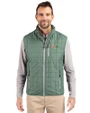 Miami Hurricanes Cutter & Buck Rainier PrimaLoft® Mens Eco Insulated Full Zip Puffer Vest Hunter Melange Front