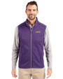James Madison Dukes Cutter & Buck Mainsail Sweater-Knit Mens Full Zip Vest College Purple Heather Front