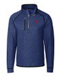 Dayton Flyers Cutter & Buck Mainsail Sweater-Knit Mens Half Zip Pullover Jacket Tour Blue Heather Mannequin