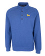 Pitt Panthers Cutter & Buck Saturday Cotton Blend Mens Mock Pullover Sweatshirt Tour Blue Heather Mannequin