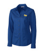 Pitt Panthers Cutter & Buck Epic Easy Care Fine Twill Womens Long Sleeve Dress Shirt French Blue Mannequin