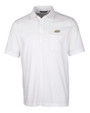 James Madison Dukes Cutter & Buck Advantage Tri-Blend Jersey Mens Big and Tall Pocket Polo White Mannequin