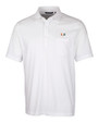 Miami Hurricanes Cutter & Buck Advantage Tri-Blend Jersey Mens Big and Tall Pocket Polo White Mannequin