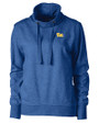 Pitt Panthers Cutter & Buck Saturday Cotton Blend Womens Funnel Neck Sweatshirt Tour Blue Heather Mannequin