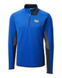 Pitt Panthers Cutter & Buck Traverse Colorblock Stretch Quarter Zip Mens Pullover Chelan Blue Mannequin